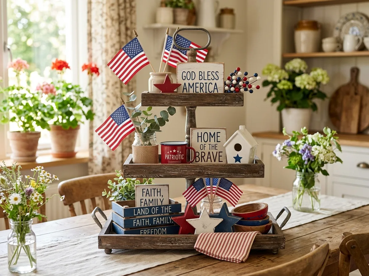 Patriotic Summer Tray Decor for 10 summer tiered tray decor ideas for a fresh home look